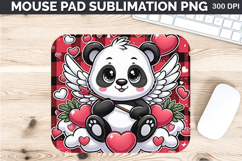 Watercolor Panda Mouse Pad Sublimation - Valentines PNG Product Image 1