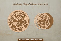 Butterfly Floral Round Laser Cut Product Image 1