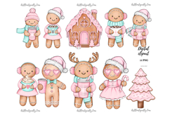 Pink Christmas Cookie Clipart Set Product Image 1