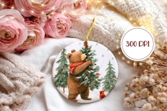 Cartoon Christmas Bear Ornament, Winter Forest Ornament PNG Product Image 2