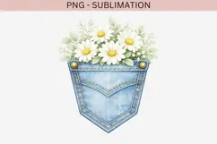 Denim pocket daisies png design for T-shirts Product Image 2