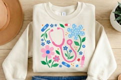 Floral Nurse Medical PNG, Stethoscope Flower Sublimation Product Image 2