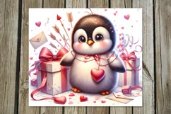 Valentine animals | penguin Skinny tumbler sublimation Product Image 2