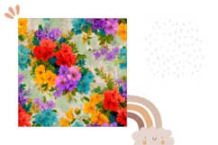 Colorful Pillow Design, Vintage Flowers Pillow Case PNG Product Image 2