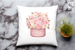 Pink Rose Flower Pot Clipart Sublimation PNG Product Image 2