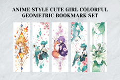 Anime-style Cute Girl Bookmark Set,Colorful Geometric Design Product Image 2