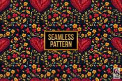 Floral Heart Embroidery Digital Paper Pattern Product Image 2