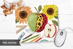 Leopard Spotted Apple with Sunflowers Mouse Pad PNG Product Image 1