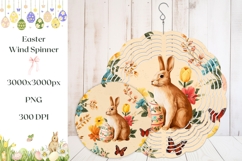 Vintage Easter Bunny Wind Spinner, Floral Wind Spinner Product Image 1