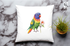 Rainbow Lorikeet With Flower Clipart Sublimation PNG Product Image 3