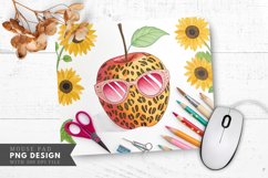 Leopard Spotted Apple with Pink Sunglasses Mouse Pad PNG Product Image 1