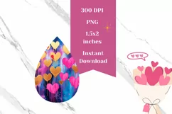 Valentine Teardrop Earring PNG, Neon Hearts Earrings Design Product Image 2