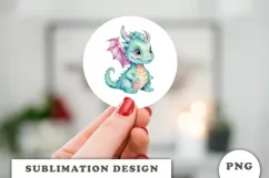 Watercolor cute Dragon sublimation png Product Image 2