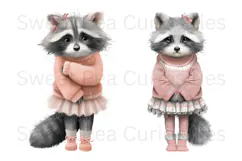Raccoon, Shabby Chic, Ephemera, PNG, Clipart Product Image 2