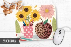Leopard Apple And Sunflowers Mouse Pad PNG Design Product Image 1