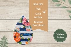 Floral Teardrop Earrings Design, Flowers Earrings Template Product Image 2