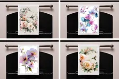 Floral Towel Designs, Watercolor Flowers Towel Template Product Image 2