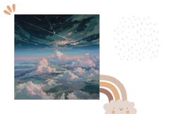 Stars Pillow Case Design, Cosmic Sky Pillow Template Product Image 2