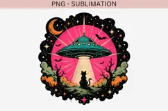 UFO black cat png design for T-shirt Product Image 2
