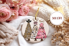 Rustic Christmas Ornament Print, Winter Round Ornament Product Image 2