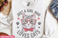 Just A Girl Who Loves Cats PNG, Cat Mom Sublimation PNG Product Image 3
