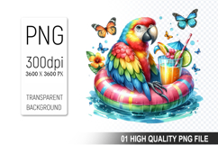 Summer Cute Parrot Clipart | Summer Digital Download File Product Image 1