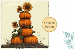 Sunflowers Pillow PNG, Floral Pillowcase, Pumpkins PNG Product Image 2