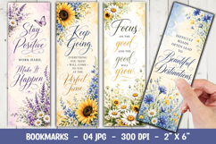 Watercolor Floral Christian Bookmark PNG, Faith Quote Product Image 1