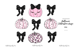 Pink Pumpkin with Black Bow PNG Product Image 2