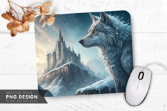Frosted Guardian Wolf at the Ancient Fortress Mouse Pad PNG Product Image 1