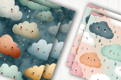 Cute Cloud Rain Digital Paper Product Image 2