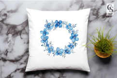 Blue Flower Wreath Clipart Sublimation PNG Product Image 2