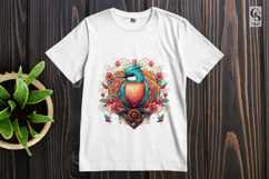 Colorful Bird with Heart Clipart Sublimation PNG Product Image 2