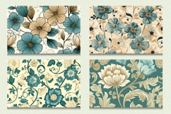 Teal &amp; Beige Flowers Cutting Boards sublimation Design Product Image 2