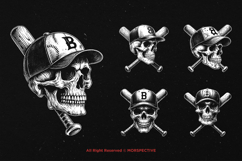 10 Bundle Dark Art Skull Bat Baseball Club Ball Sport Hat Product Image 3