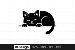 Cute Sleeping Cat Peeking Clipart SVG PNG Product Image 1