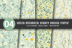 Green Botanical Dainty Digital Paper Product Image 1