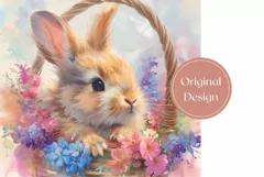 Cute Easter Tumbler Template, Floral Bunny Tumbler Design Product Image 2