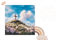 Wooden Cross Pillow Case Design, Floral Pillow Template Product Image 2