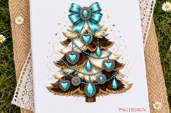 Western Christmas Tree PNG, Turquoise Christmas Sublimation Product Image 3