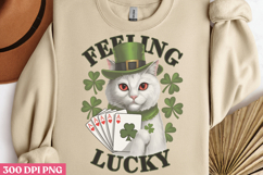 Feeling Lucky PNG, St Patricks Day Cat Sublimation Product Image 2