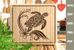 Turtle Design, Underwater World, Cutting board, Laser SVG Product Image 1