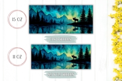 Watercolor Lake Mug Wrap Design, Night Forest Mug Template Product Image 2