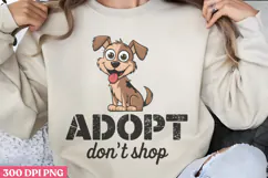 Adopt dont shop PNG, Sarcastic Cartoon Dogs Sublimation PNG Product Image 1