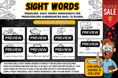 preschool sight words worksheets Printable activities Product Image 2