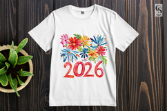 Colorful 2026 Floral Fireworks Clipart PNG Product Image 2