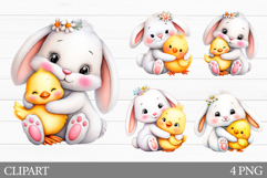 Cute Bunny Chick Clipart. Cute Animals Sublimation Product Image 1