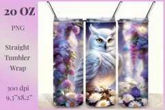 Sublimation Tumbler Wrap 3D White Owl / Png file Product Image 1