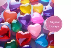 Colorful Glass Heart Tumbler Design, Valentine's Day Tumbler Product Image 2