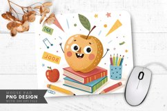 Playful Spotted Apple with Educational Items Mouse Pad PNG Product Image 1